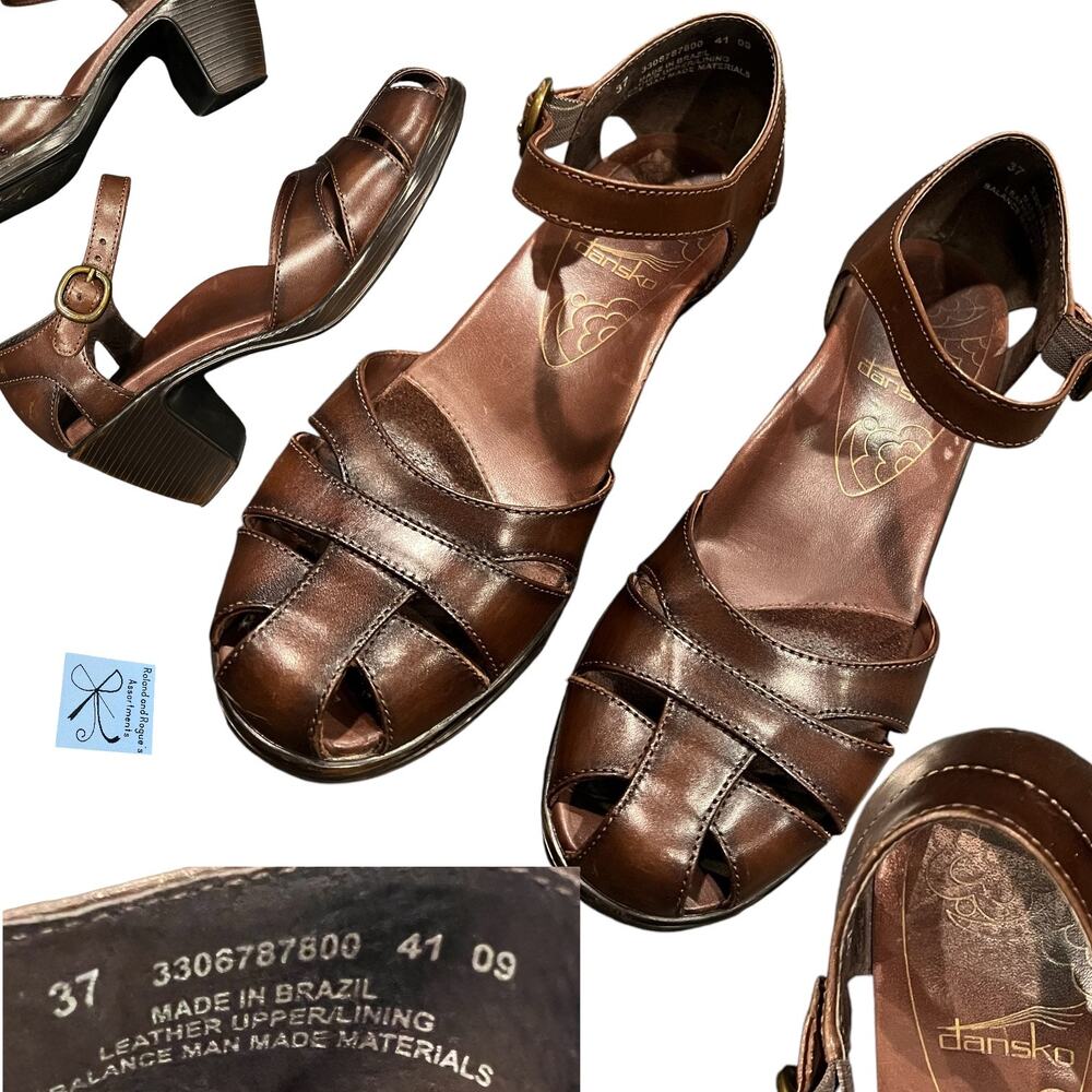 Dansko Leather Caged Mary-Jane Heeled Shoes Sz 37